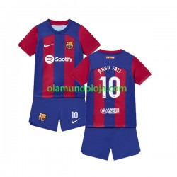 Camisola FC Barcelona Ansu Fati 10 Criança Equipamento Primeiro 2023-2024 Manga Curta